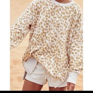 AERIE CHEETAH CREME TOPS:XL/ TG